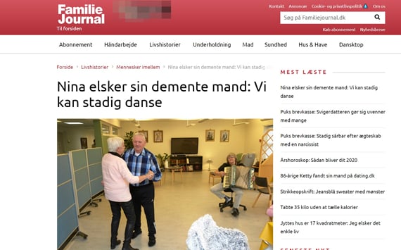 Artikel fra Familie Journalen om ældre par og deres samarbejde med Trygt Miljø